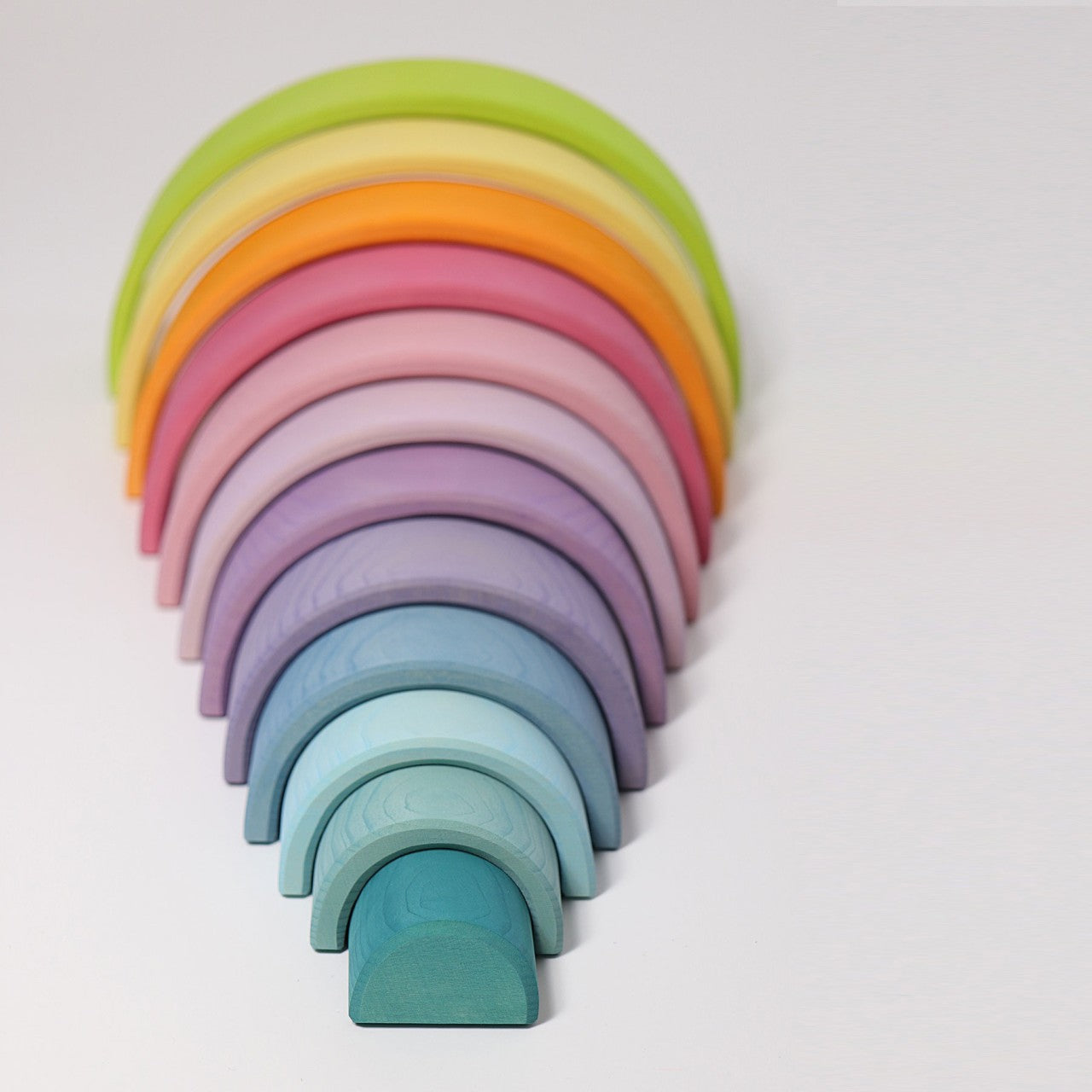 Grimm's Wooden 12pc Pastel Rainbow Tunnel