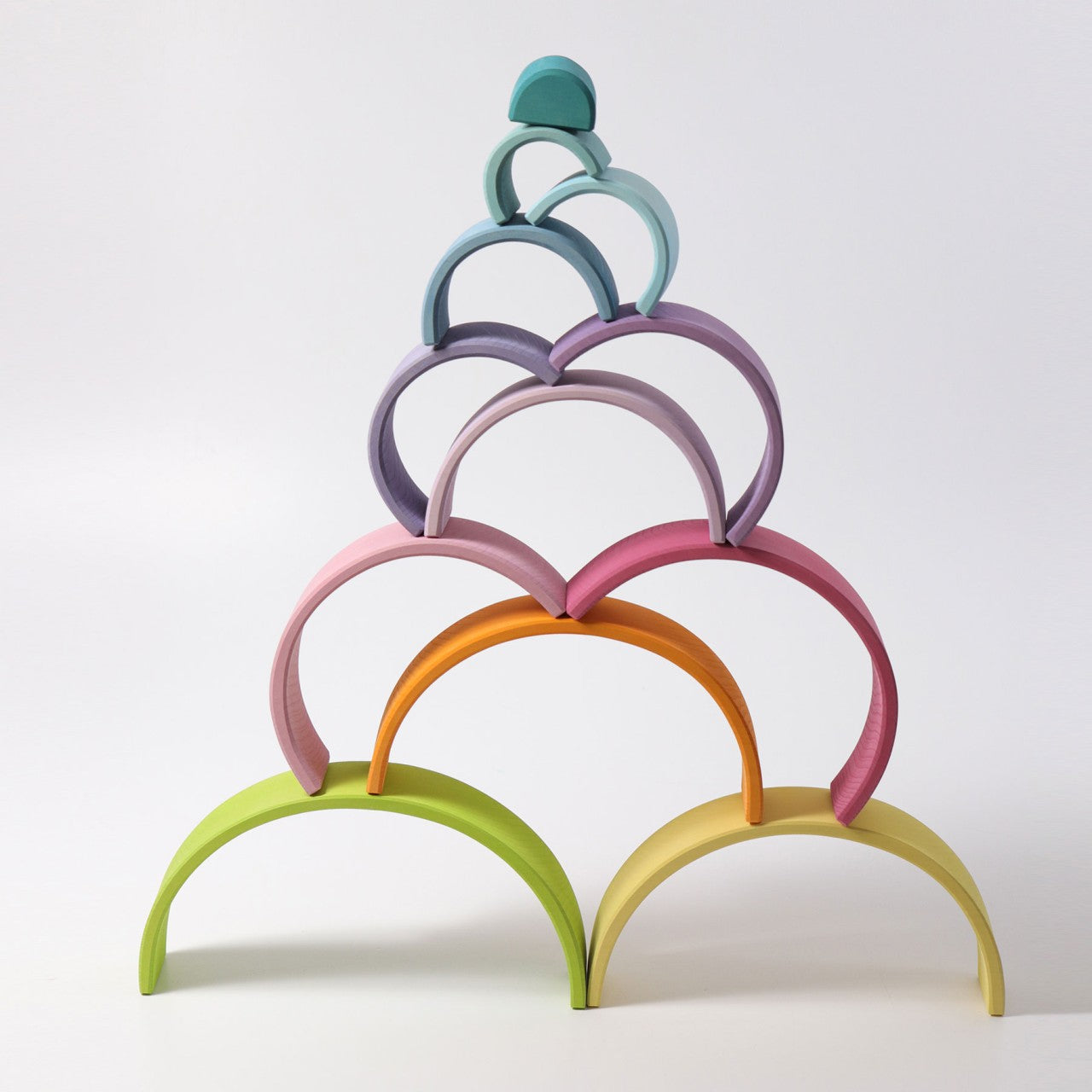 Grimm's Wooden 12pc Pastel Rainbow Tunnel