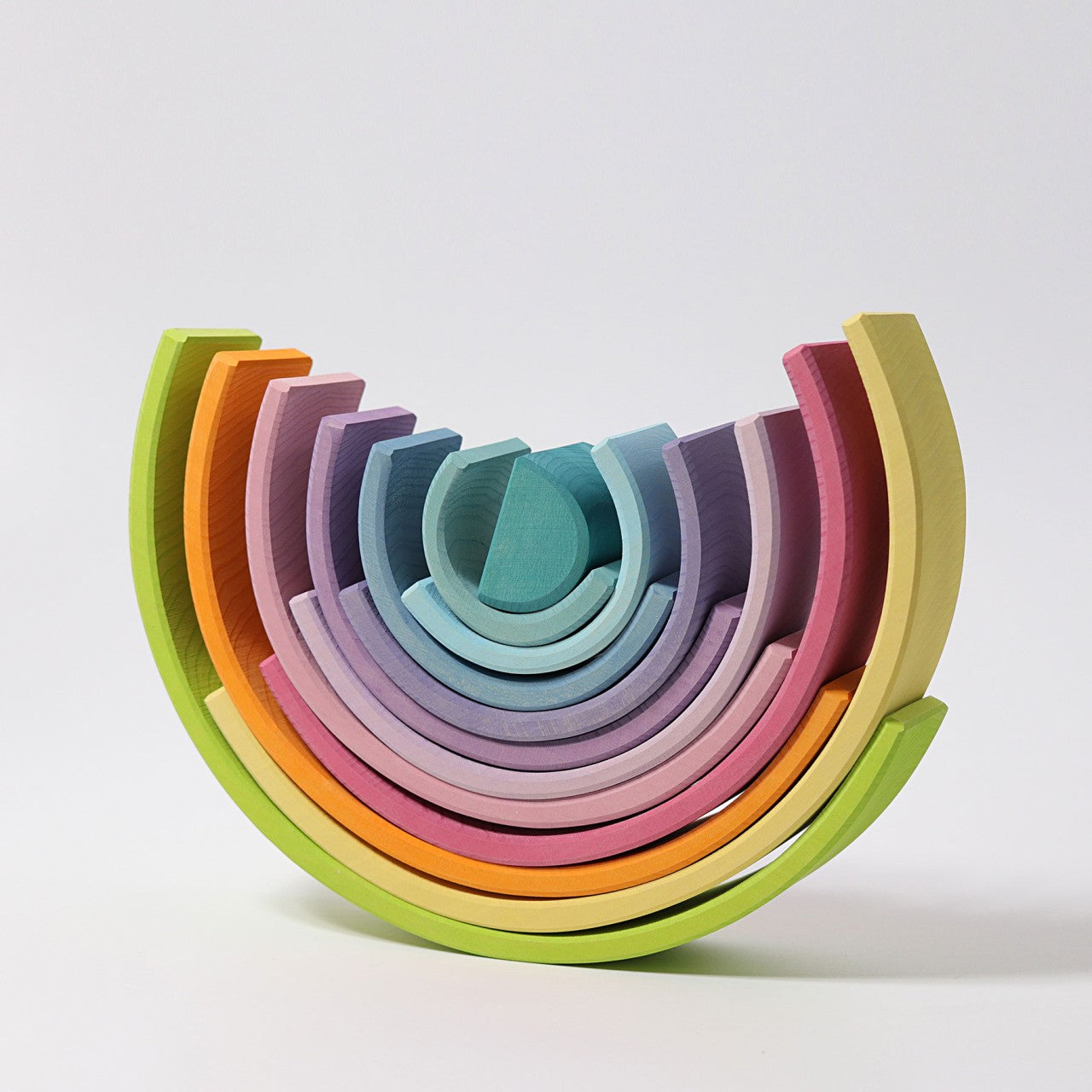 Grimm's Wooden 12pc Pastel Rainbow Tunnel